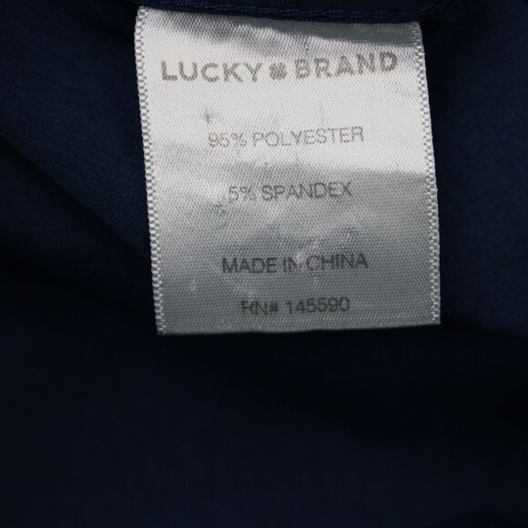 Lucky Brand Shirt Mens XL (17/17.5, 34/35) Blue Geometric Slim Fit 4 Way Stretch - Picture 9 of 13
